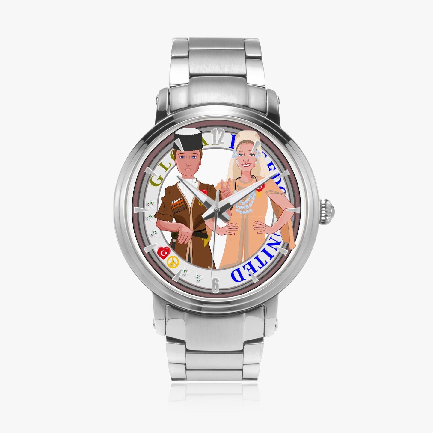 GLOBAL FREEDOM UNITED© Couple Turkey New Steel Strap Automatic Watch (With Indicators)