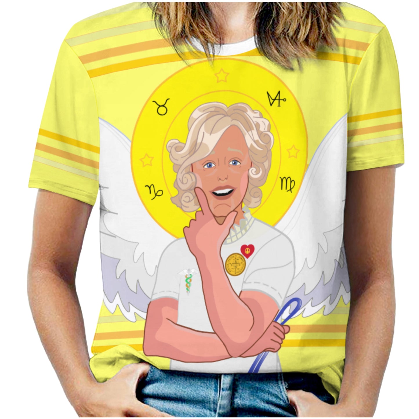 Women´s T-shirt 2 GLOBAL FREEDOM UNITED© Archangel Gabriel Arabic Yellow