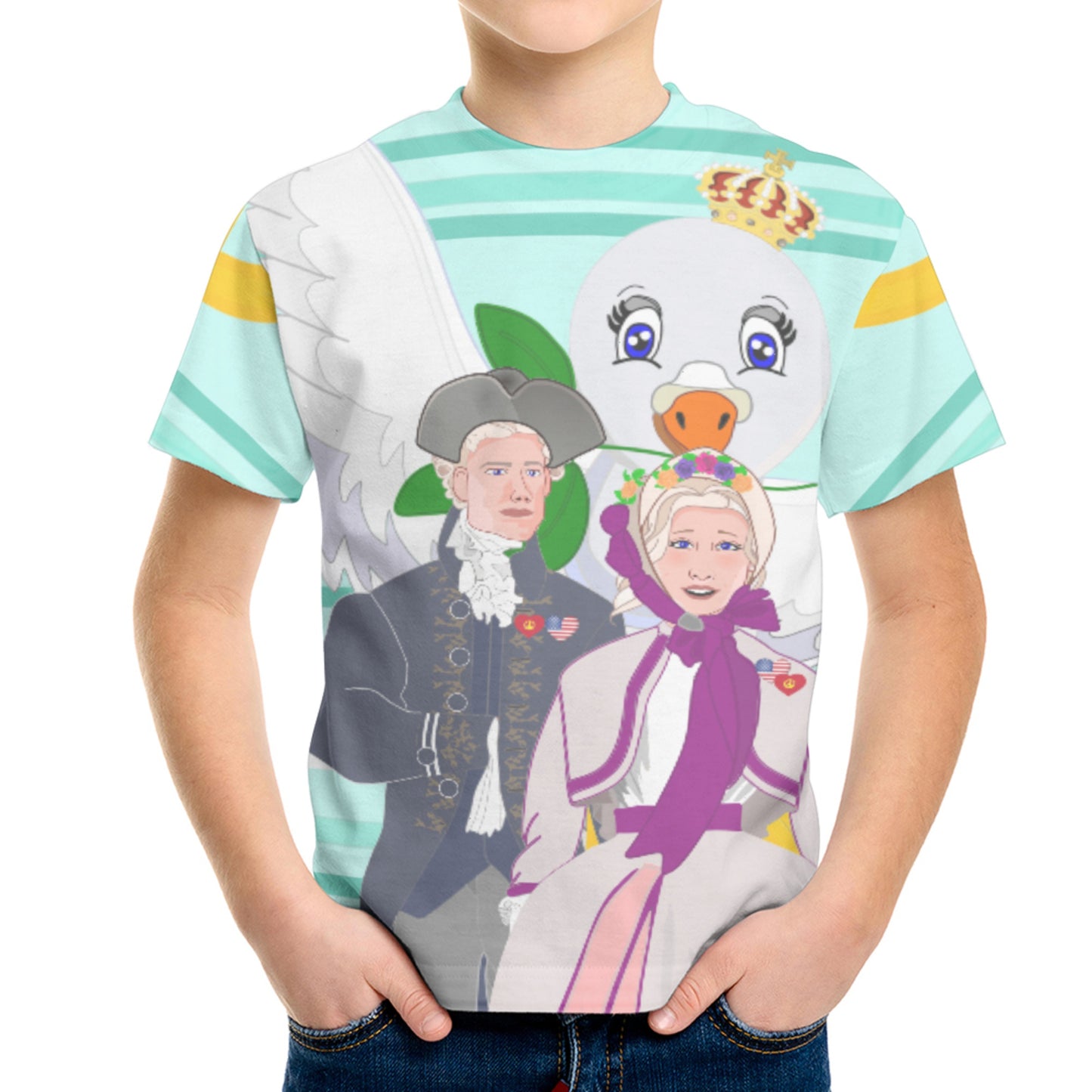 Kid´s T-shirt GLOBAL FREEDOM UNITED© Couple USA V3 Light Green