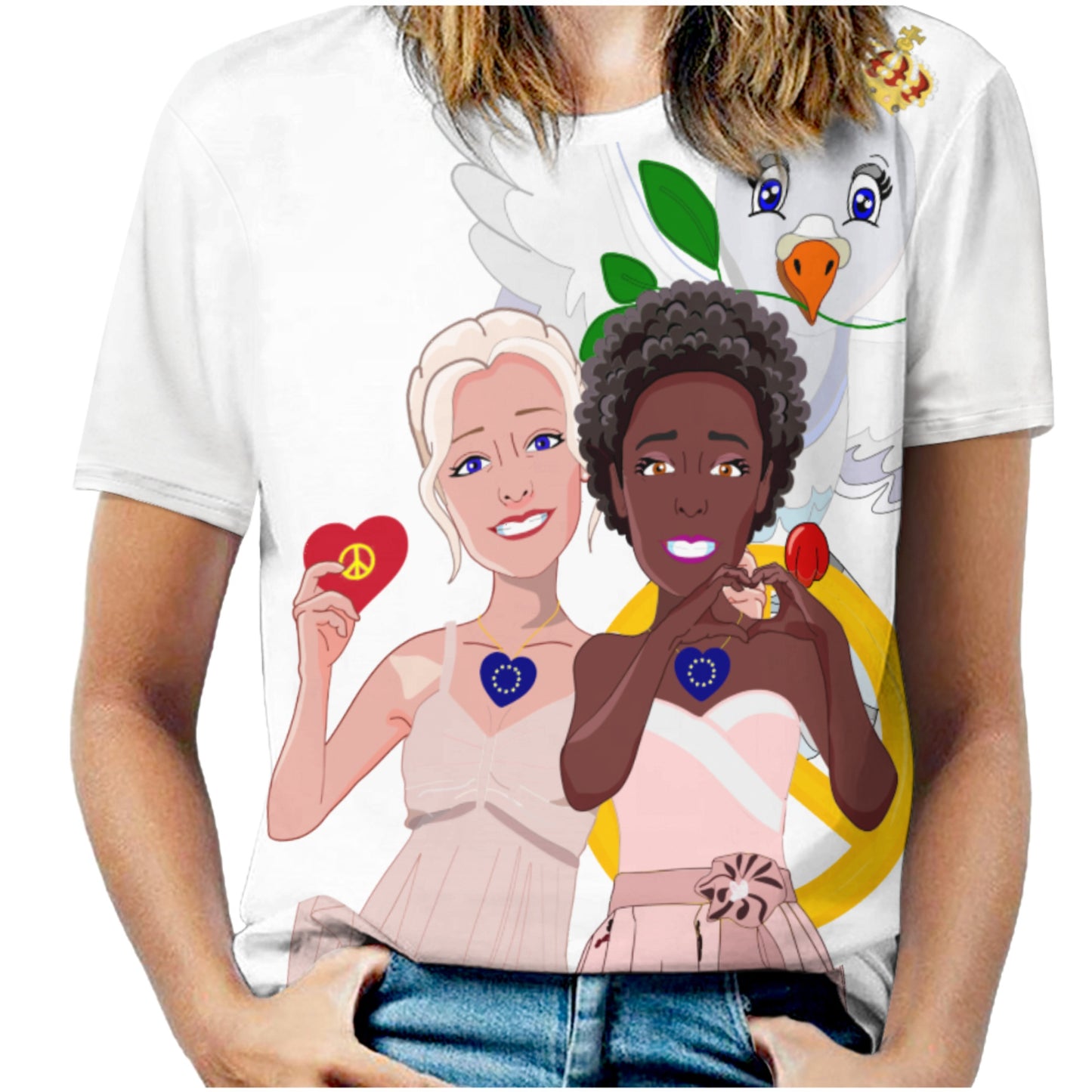 Wome´s T-shirt GLOBAL FREEDOM UNITED© Women Anti Fascism & Racism EU BIG