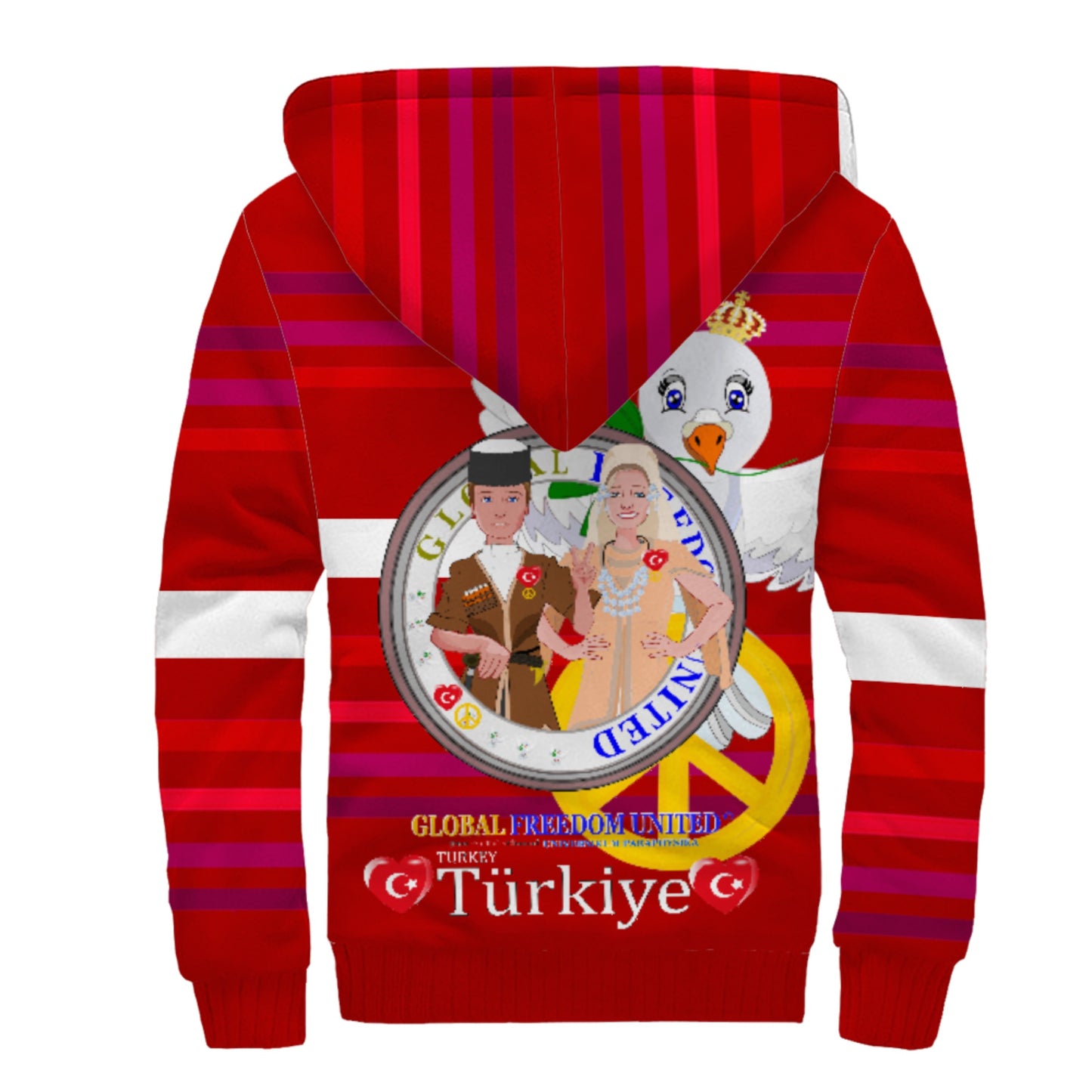 Plush Hoodie GLOBAL FREEDOM UNITED© Couple Turkey Red