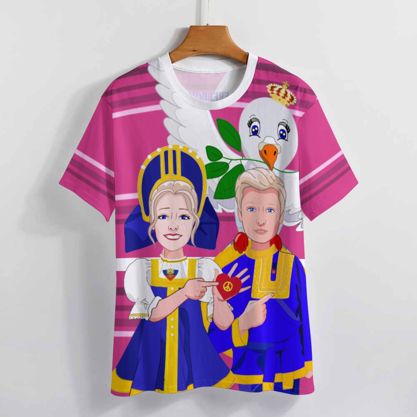 Women´s T-shirt GLOBAL FREEDOM UNITED© Couple Russia Pink2