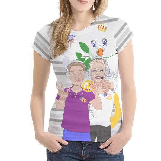 Women´s T-shirt 1 GLOBAL FREEDOM UNITED© Couple USA Wight American Grey