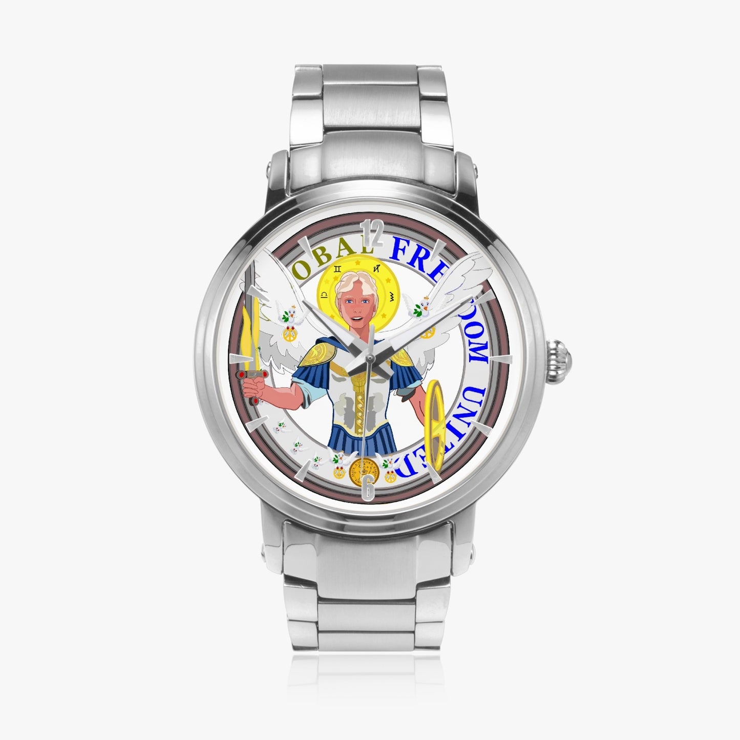 New Steel Strap Automatic Watch (With Indicators) GLOBAL FREEDOM UNITED ARCHANGEL MICHAEL NO1
