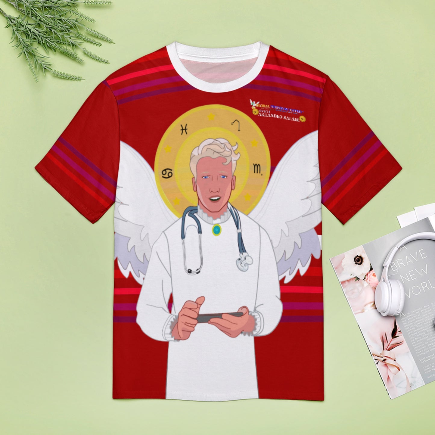 Women´s T-shirt GLOBAL FREEDOM UNITED© Archangel Rafael Croatia Red