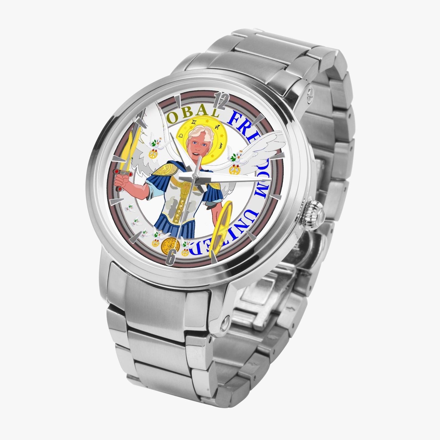 New Steel Strap Automatic Watch (With Indicators) GLOBAL FREEDOM UNITED ARCHANGEL MICHAEL NO1