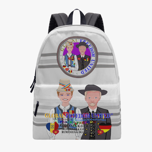 GLOBAL FREEDOM UNITED MEN ROMANIA & GERMANY OLD PEACE GREY All-over-print Canvas Backpack