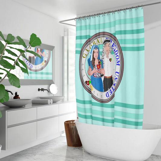 GLOBAL FREEDOM UNITED© Couple Afghanistan Light Green Quick-drying Shower Curtain