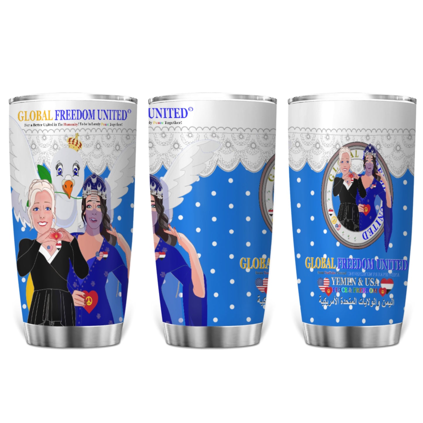 Tumbler GLOBAL FREEDOM UNITED© Women Yemen & USA Blue