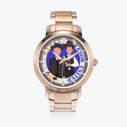 GLOBAL FREEDOM UNITED© New Steel Strap Automatic Watch (With Indicators) Men Germany & Hungary