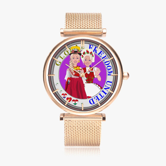 GLOBAL FREEDOM UNITED© New Stylish Ultra-Thin Quartz Watch (With Indicators) Women Croatia & Hungary