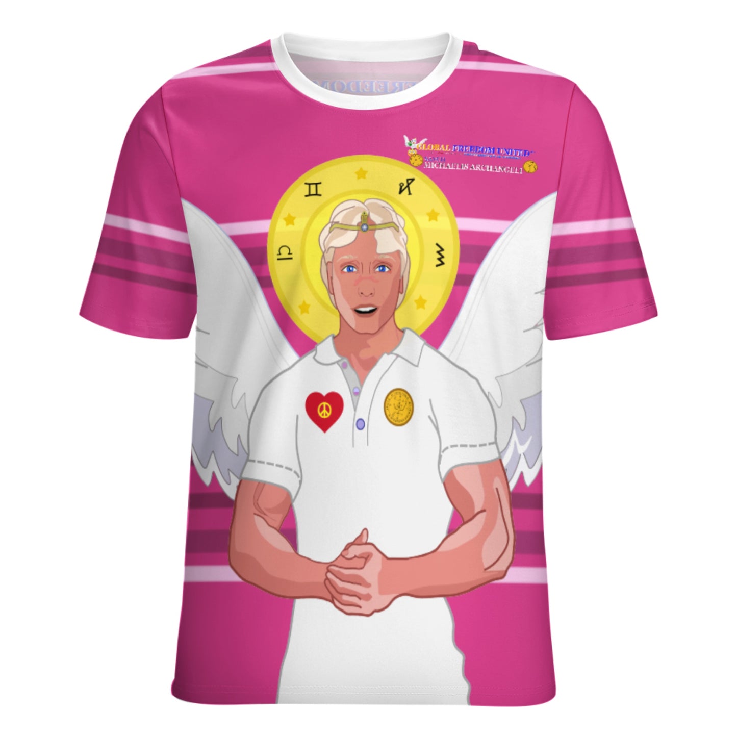 Women´s T-shirt  Global Freedom United© Archangel Michael In Latin V2 Pink2