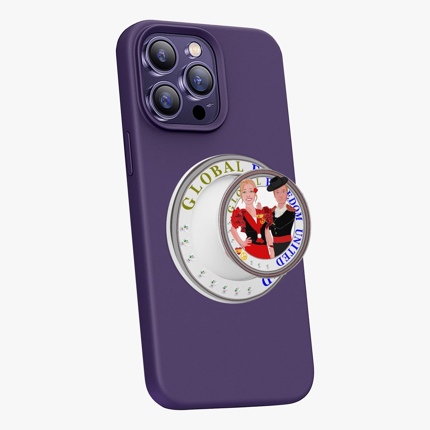 GLOBAL FREEDOM UNITED© Couple Spain Magnetic Collapsible Grip And Stand