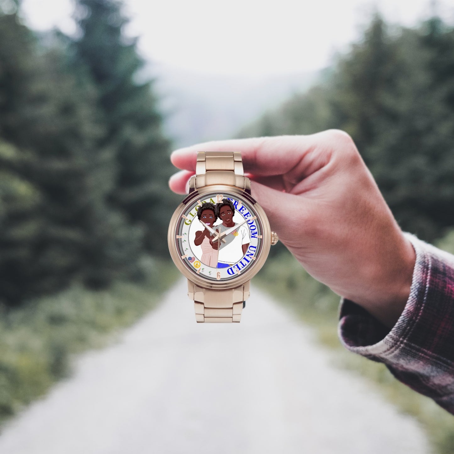 GLOBAL FREEDOM UNITED© Afro American - New Steel Strap Automatic Watch (With Indicators)