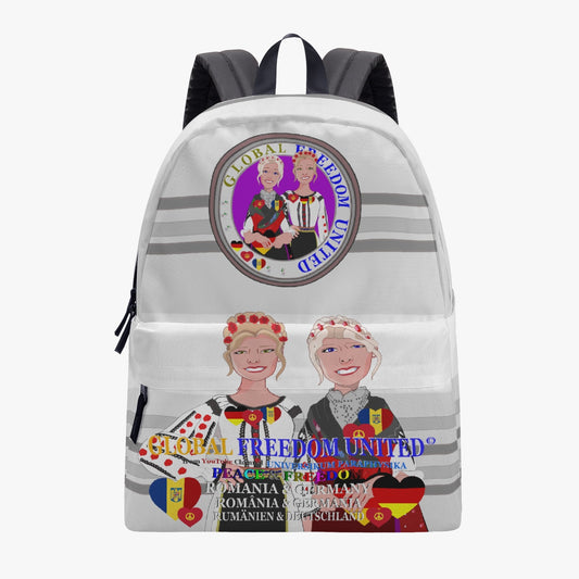 GLOBAL FREEDOM UNITED WOMEN ROMANIA & GERMANY OLD PEACE GREY All-over-print Canvas Backpack