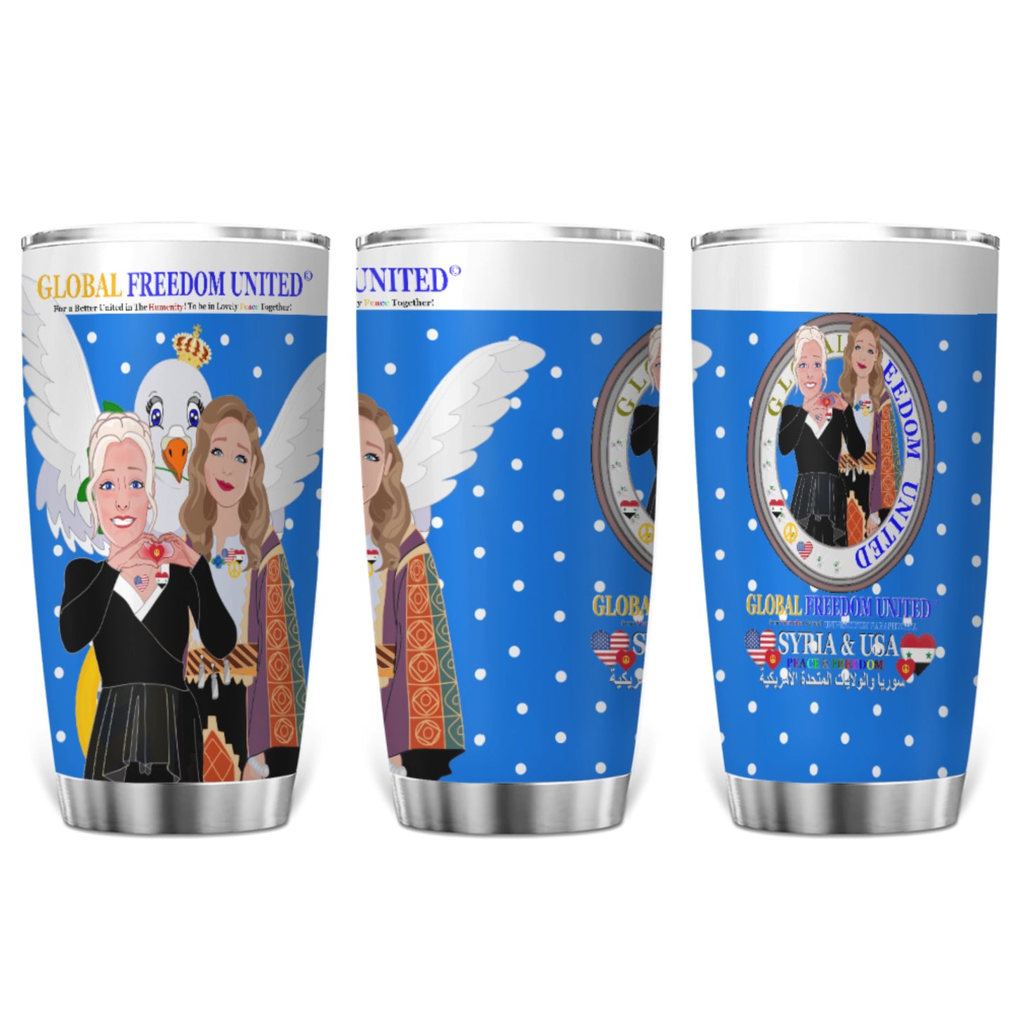 Tumbler GLOBAL FREEDOM UNITED© Women Syria & USA Blue