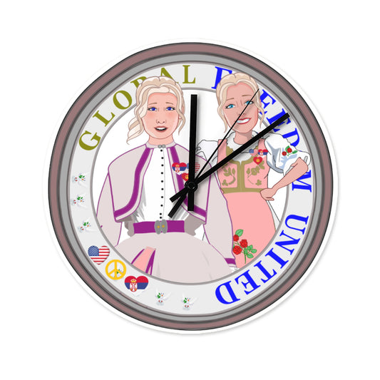 Wooden Wall Clock Without Scale GLOBAL FREEDOM UNITED© Women Serbia & USA