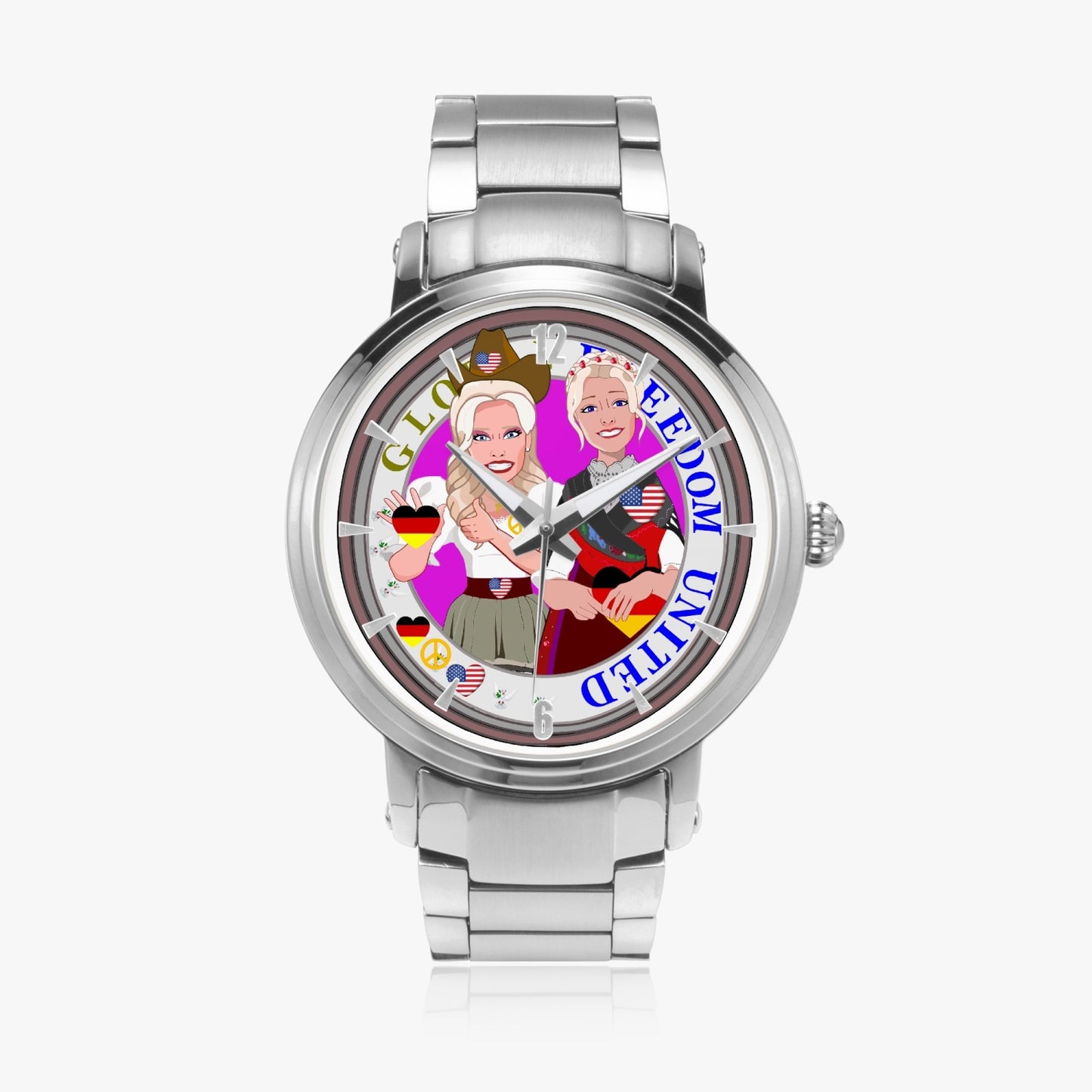 New Steel Strap Automatic Watch (With Indicators) GLOBAL FREEDOM UNITED USA & GERMANY