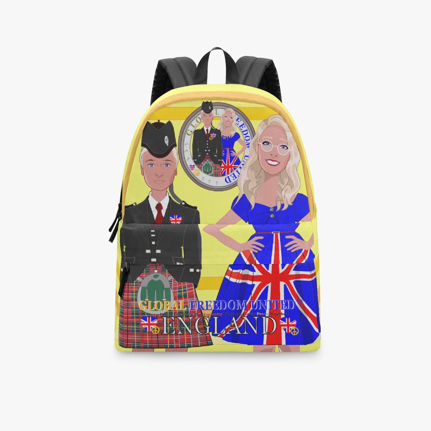 GLOBAL FREEDOM UNITED© Couple England Yellow - All-over-print Canvas Backpack