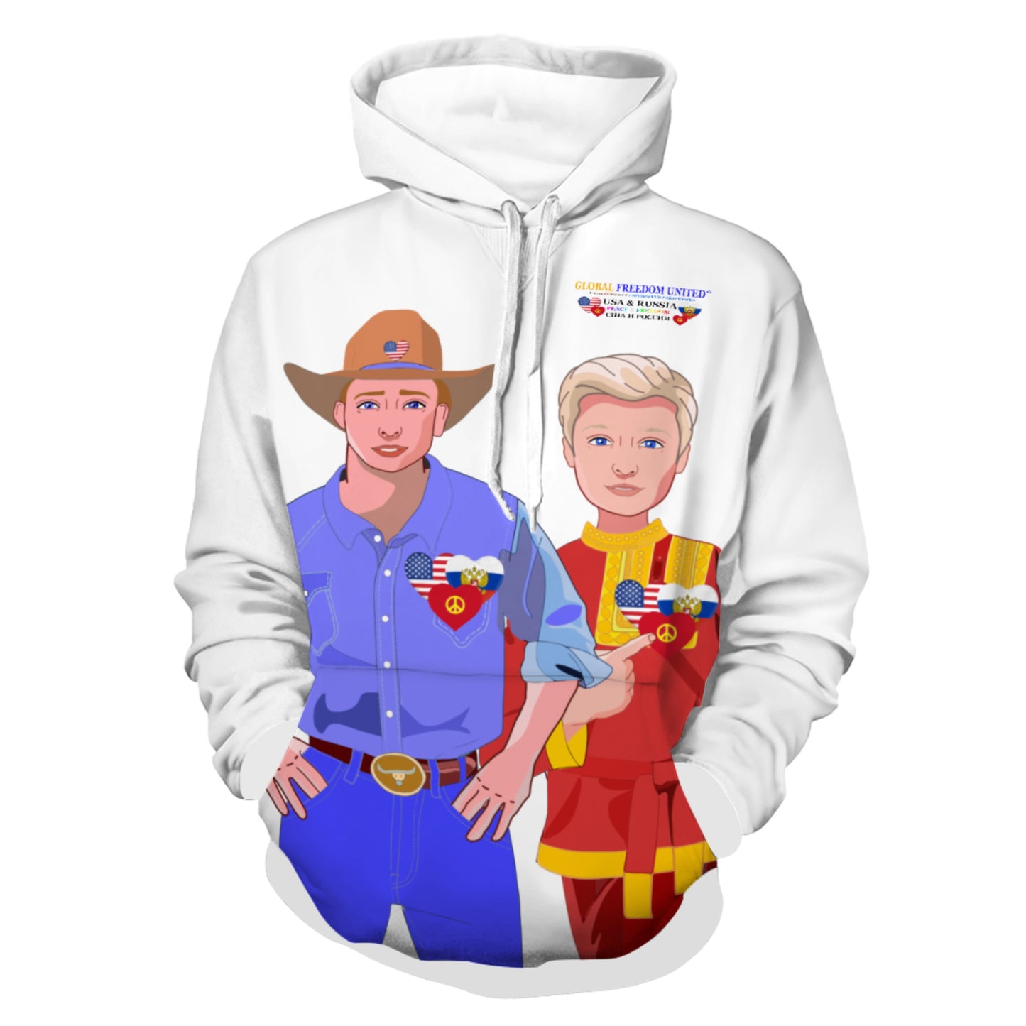 Hoodie GLOBAL FREEDOM UNITED© Men Russia & USA