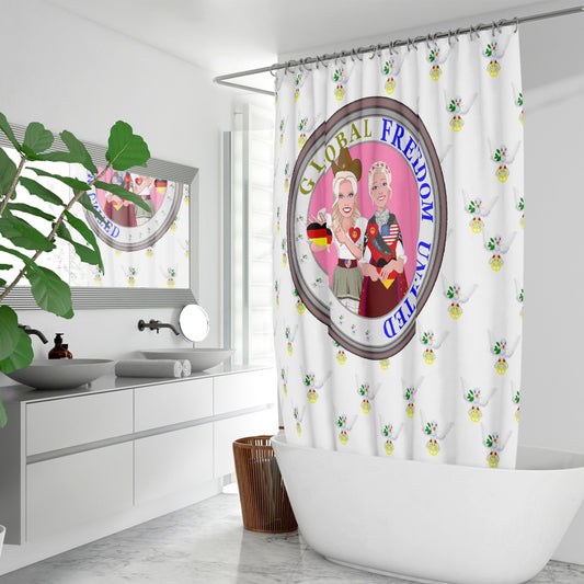GLOBAL FREEDOM UNITED WOMEN USA & GERMANY OLD PEACE WIGHT Quick-drying Shower Curtain