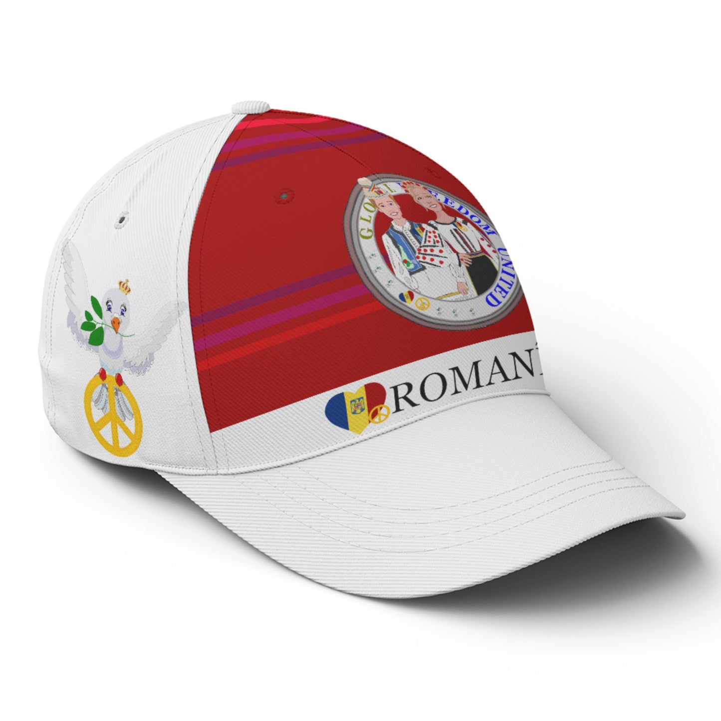 Basketball Cap GLOBAL FREEDOM UNITED© Couple Romania Red
