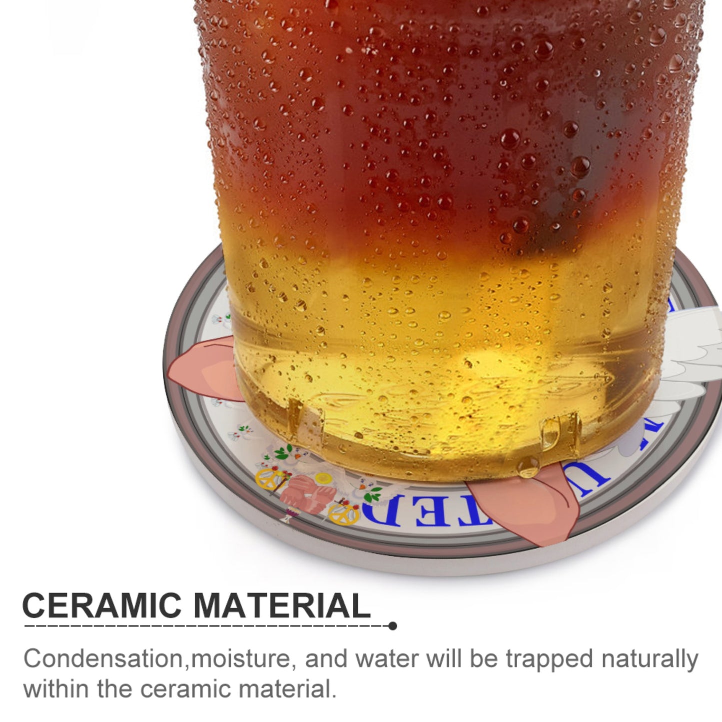 Ceramic Coasters GLOBAL FREEDOM UNITED© Archangel Rafael