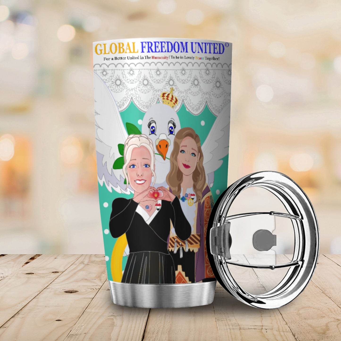 Tumbler GLOBAL FREEDOM UNITED© Women Syria & USA Green