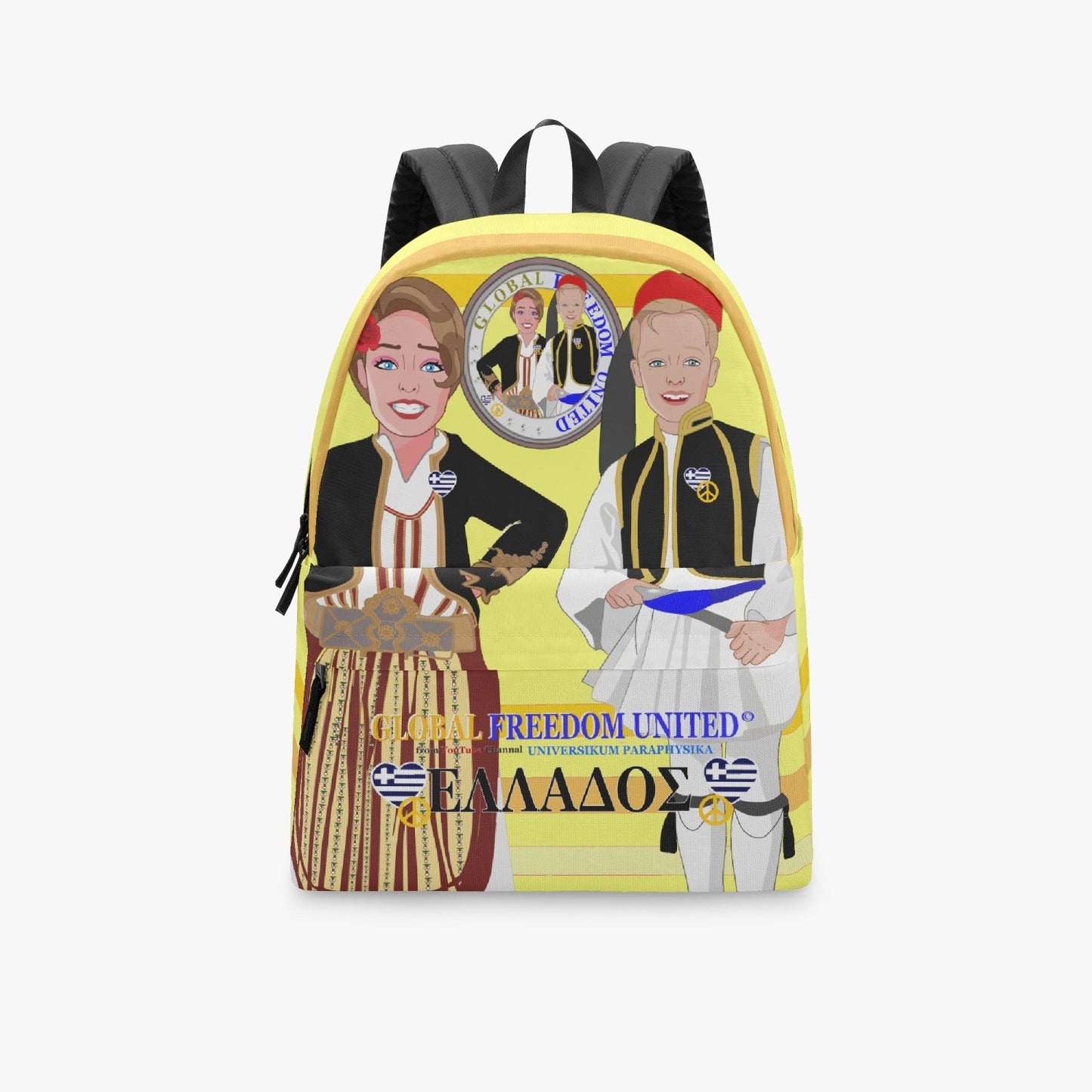 GLOBAL FREEDOM UNITED© Couple Greece Yellow - All-over-print Canvas Backpack