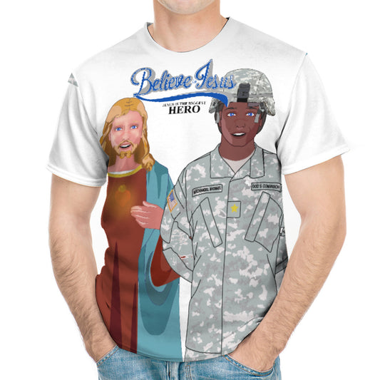 Men´s T-shirt Black GLOBAL FREEDOM UNITED© Jesus Christ For Us American Hero Afro American Soldiers