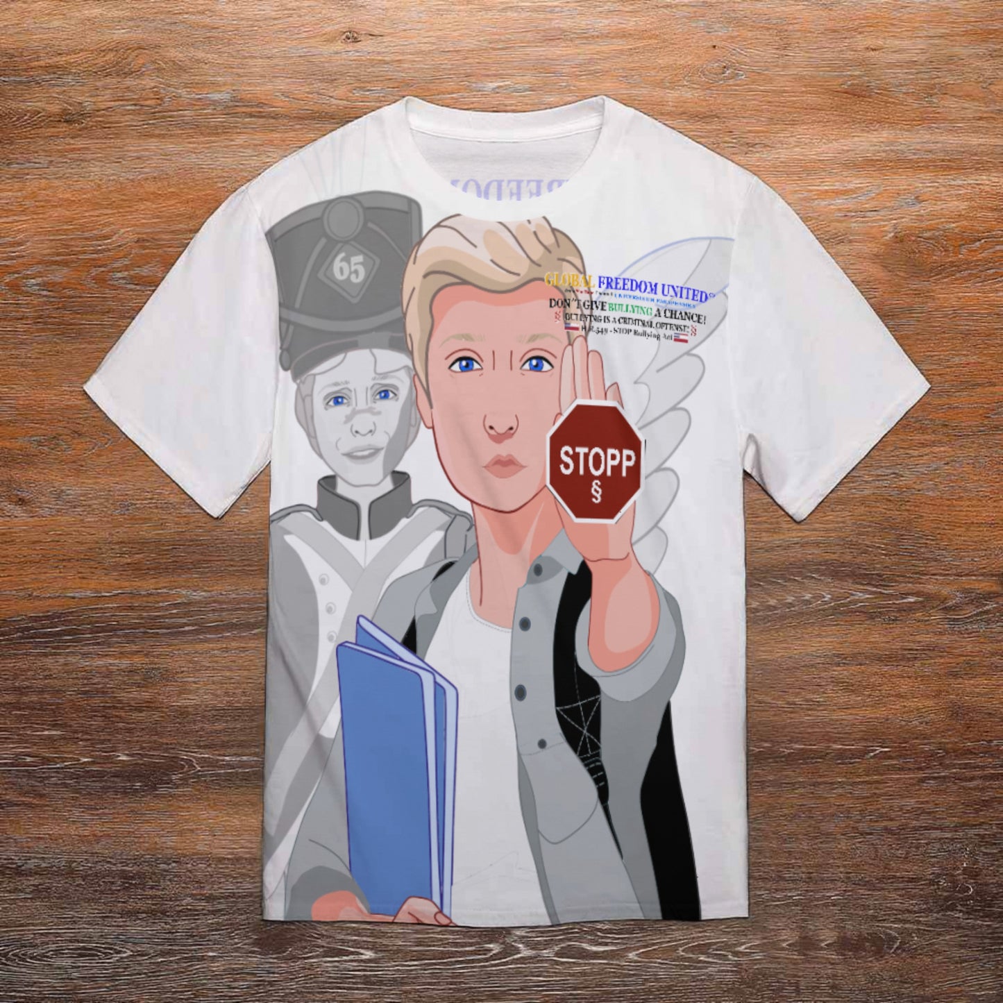 Men´s T-shirt GLOBAL FREEDOM UNITED© Anti Bullying T-shirt Wight USA