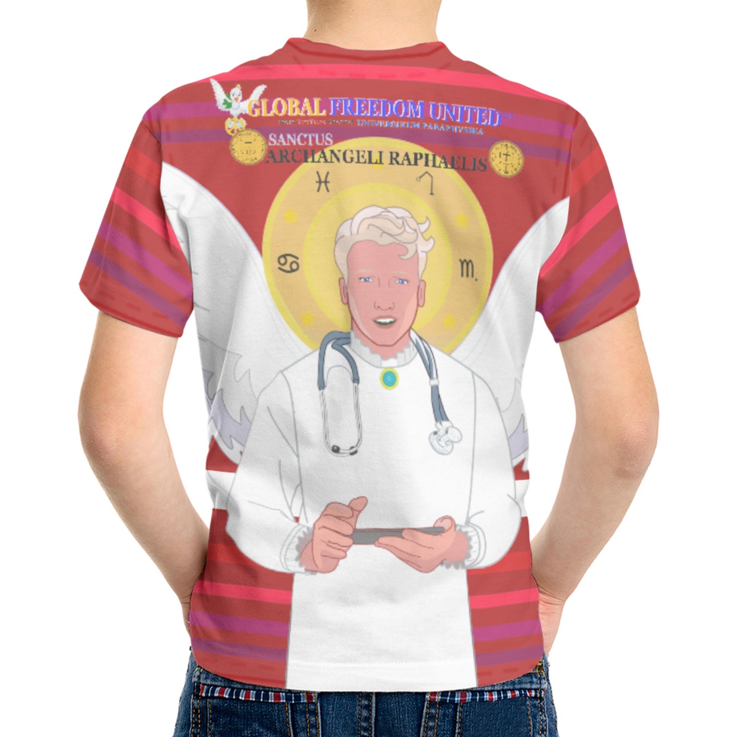 Kid´s T-shirt Global Freedom United© Archangel Rafael Old Latin Red