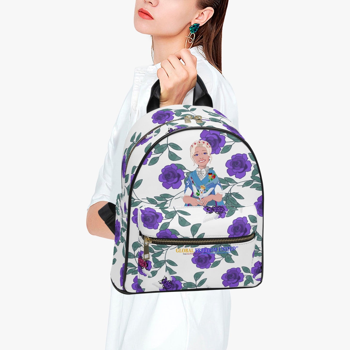 All Over Printed PU Backpack GLOBAL FREEDOM UNITED© Couple Germany Skarabeus Beetle Women Lilac