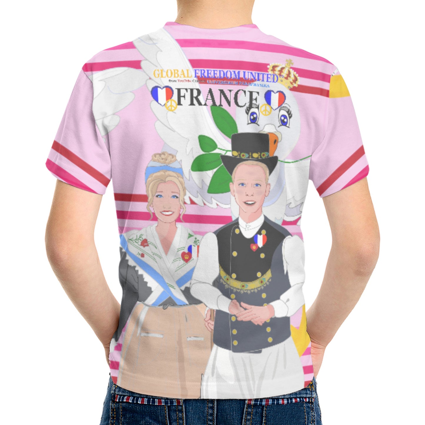 Kit´s T-shirt GLOBAL FREEDOM UNITED© Couple French Pink1