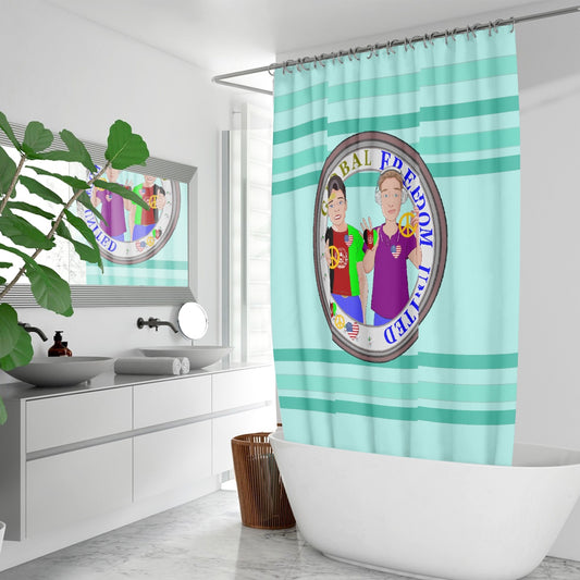 Quick-drying Shower Curtain GLOBAL FREEDOM UNITED© Women Afghanistan & USA Light Green