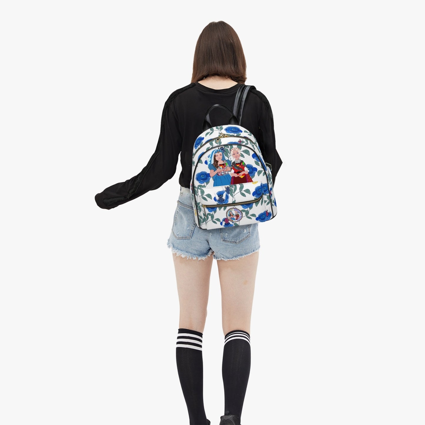 GLOBAL FREEDOM UNITED© Women Afghanistan & Germany Blue Roses - All Over Printed PU Backpack