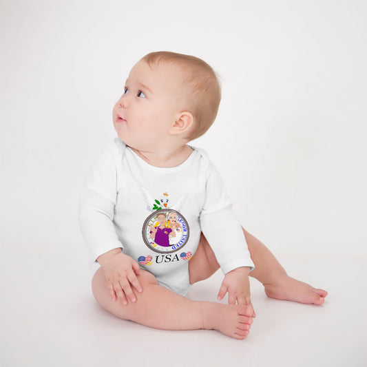 Baby Long-sleeve Bodysuit GLOBAL FREEDOM UNITED© Couple USA Wight American
