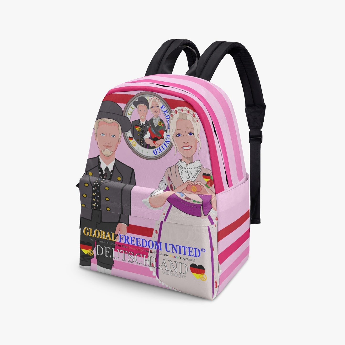 GLOBAL FREEDOM UNITED© Couple Germany Pink1 - All-over-print Canvas Backpack