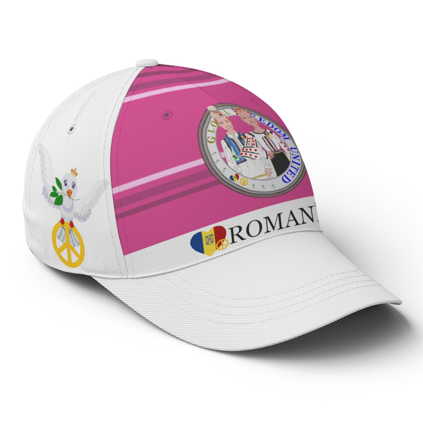 Basketball Cap GLOBAL FREEDOM UNITED© Couple Romania Pink2