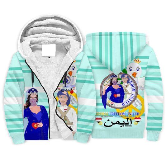 Plush Hoodie GLOBAL FREEDOM UNITED© Couple Yemen Light Green