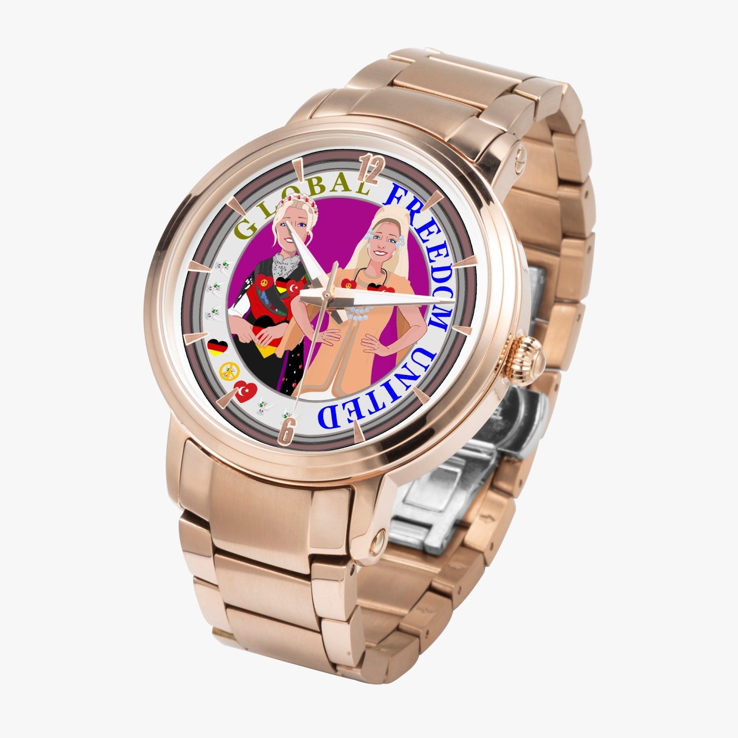 New Steel Strap Automatic Watch (With Indicators) GLOBAL FREEDOM UNITED GERMANY & TURKEY