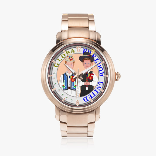 New Steel Strap Automatic Watch (With Indicators) GLOBAL FREEDOM UNITED MEN ROMANIA & HUNGARY