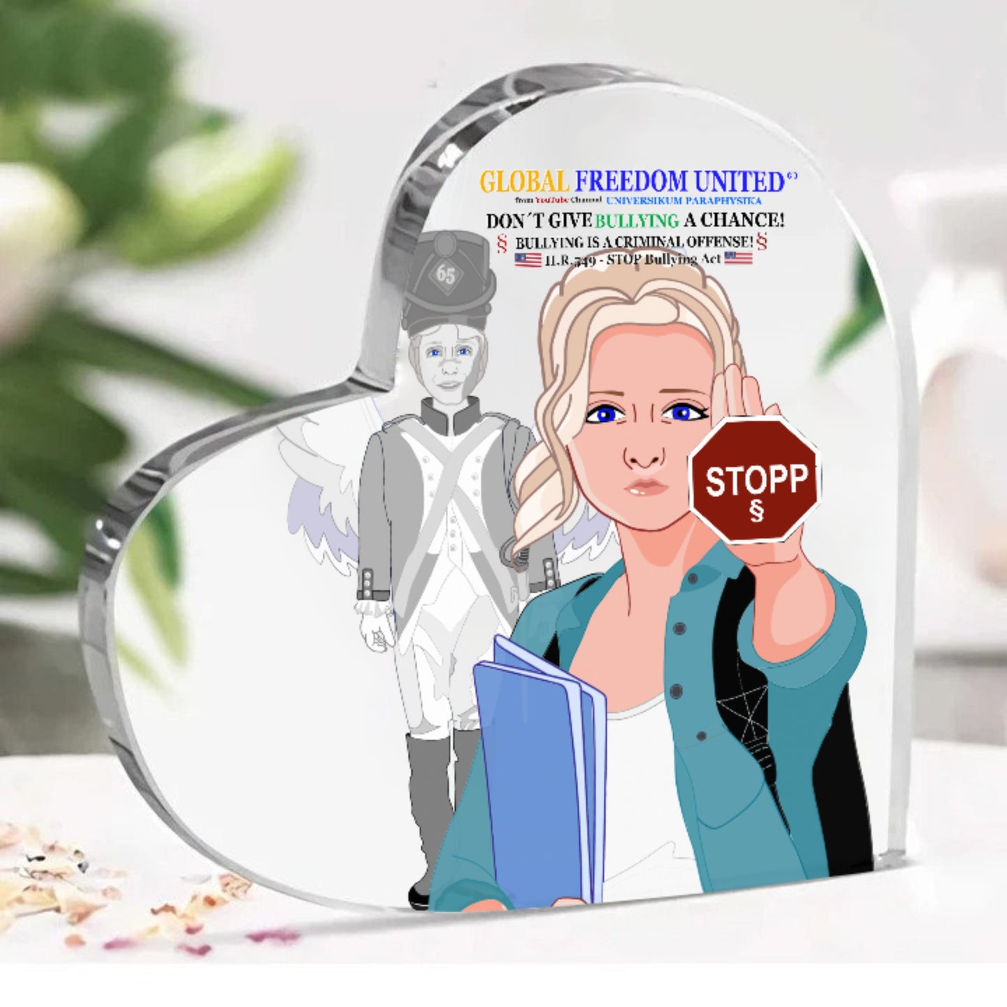 Acryl Heart GLOBAL FREEDOM UNITED© Anti Bullying Women USA