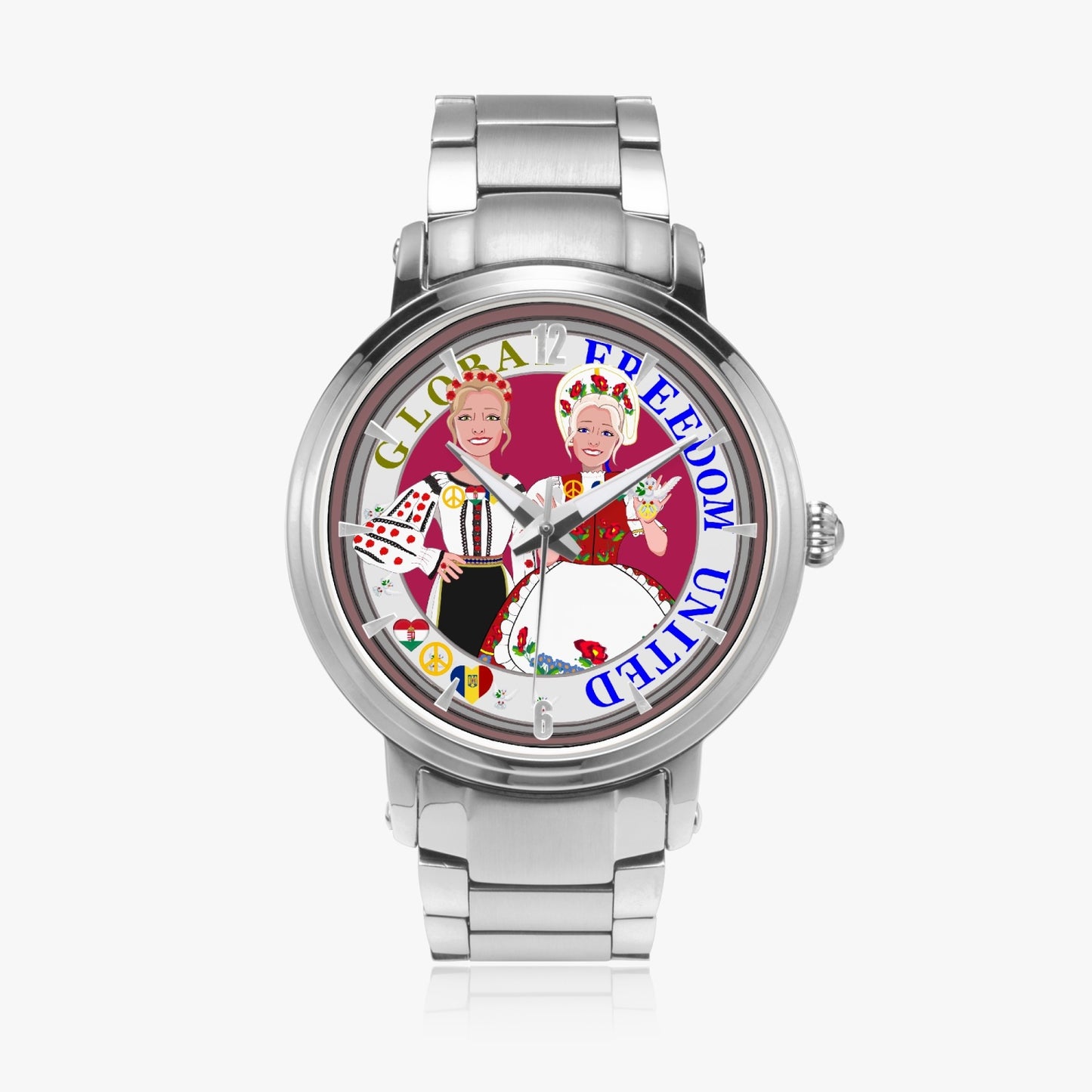 New Steel Strap Automatic Watch (With Indicators) GLOBAL FREEDOM UNITED ROMANIA & HUNGARY