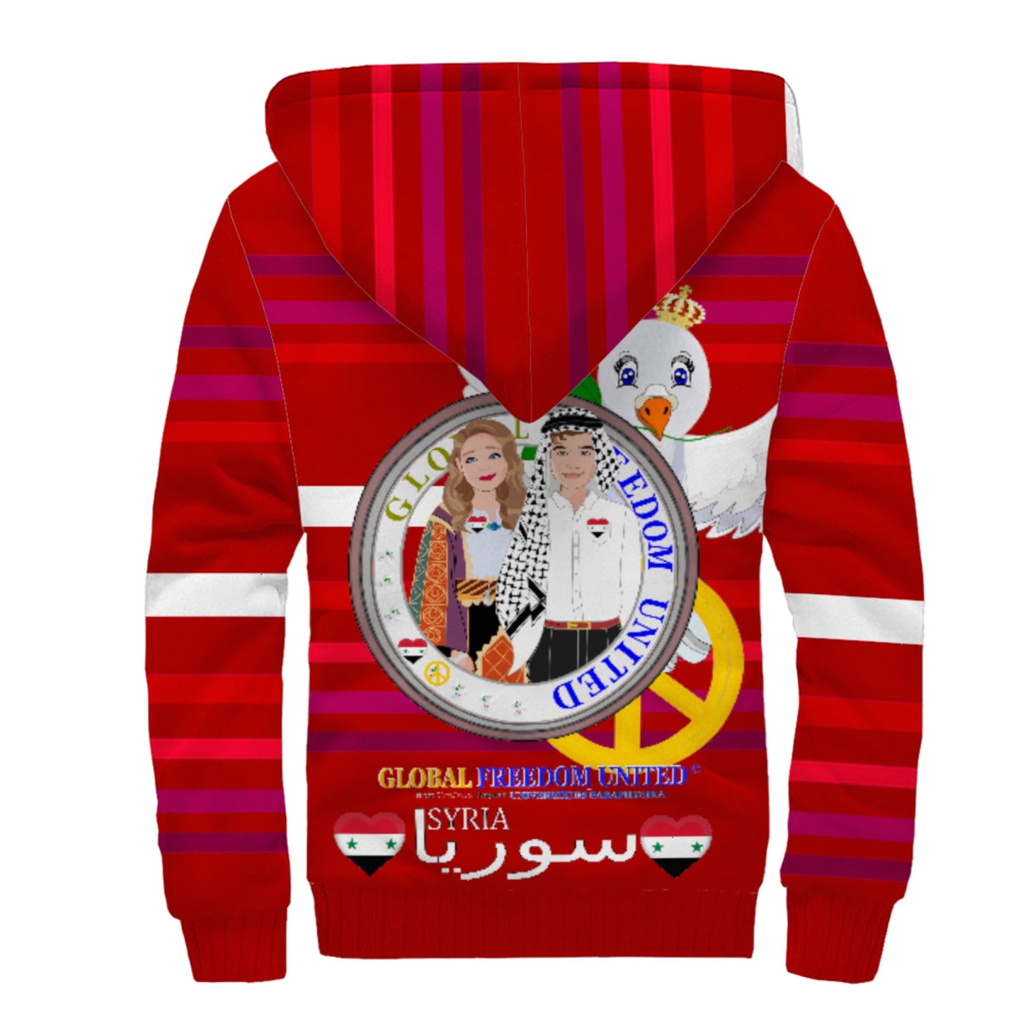 Plush Hoodie GLOBAL FREEDOM UNITED© Couple Syria Red