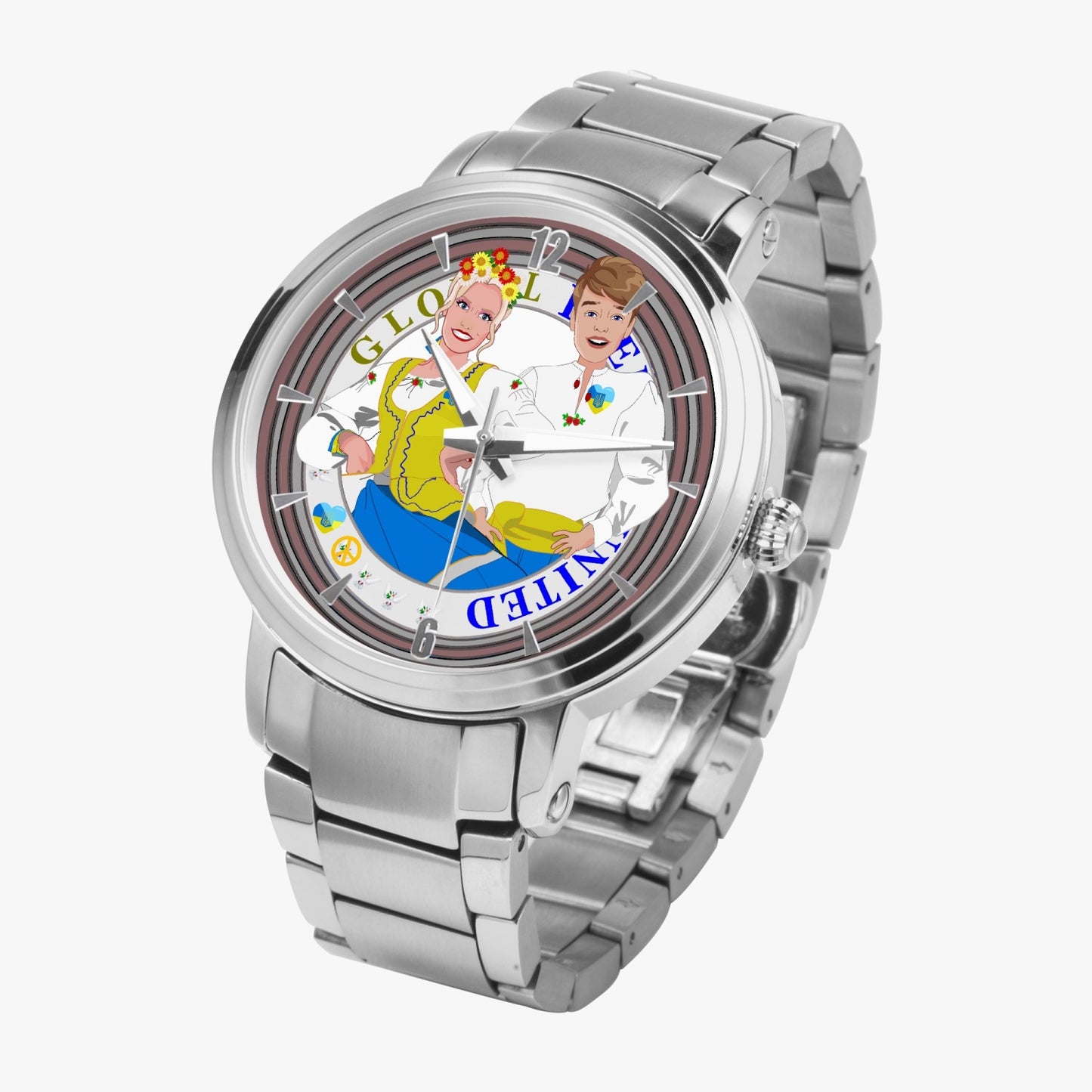 GLOBAL FREEDOM UNITED© Couple Ukrain New Steel Strap Automatic Watch (With Indicators)