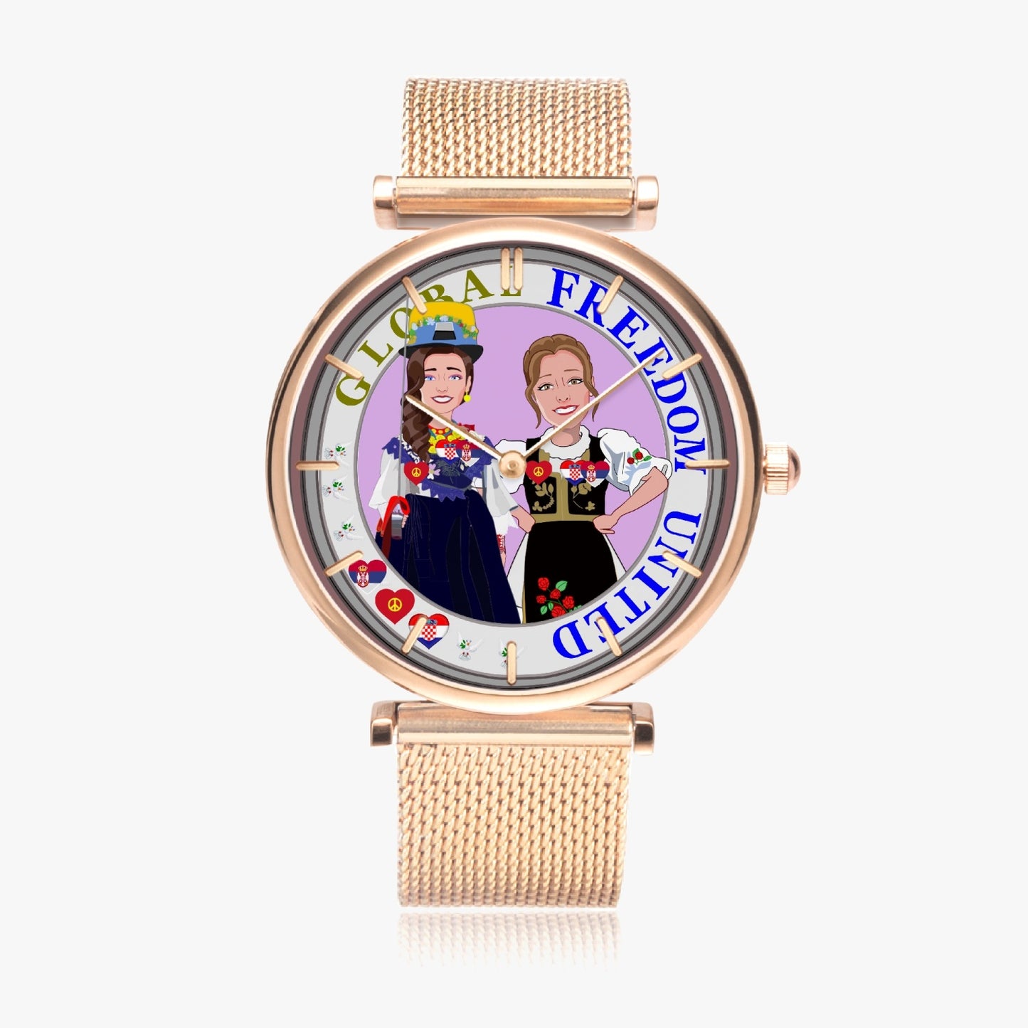 GLOBAL FREEDOM UNITED©  New Stylish Ultra-Thin Quartz Watch (With Indicators) Women Croatia & Serbia V2