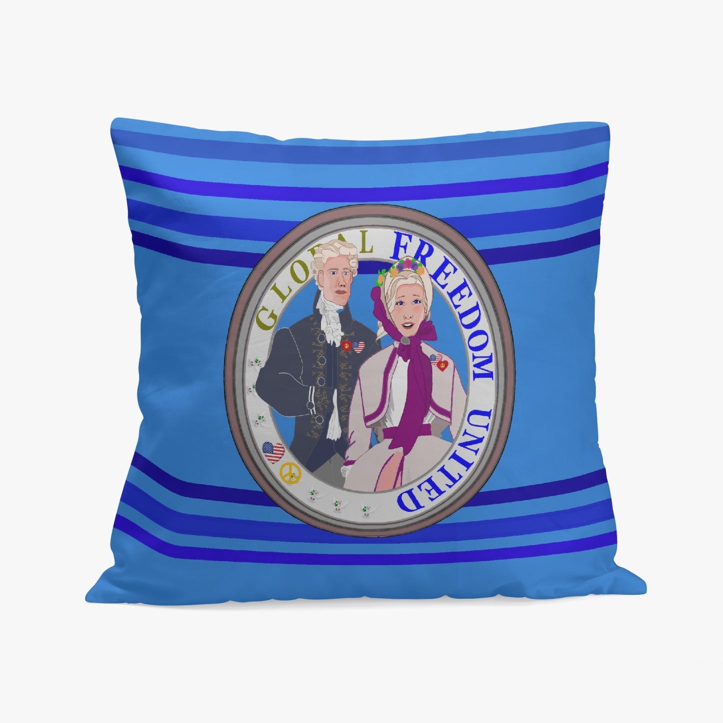 GLOBAL FREEDOM UNITED© Couple USA Georg Washington Deep Blue - Square Pillow Cover