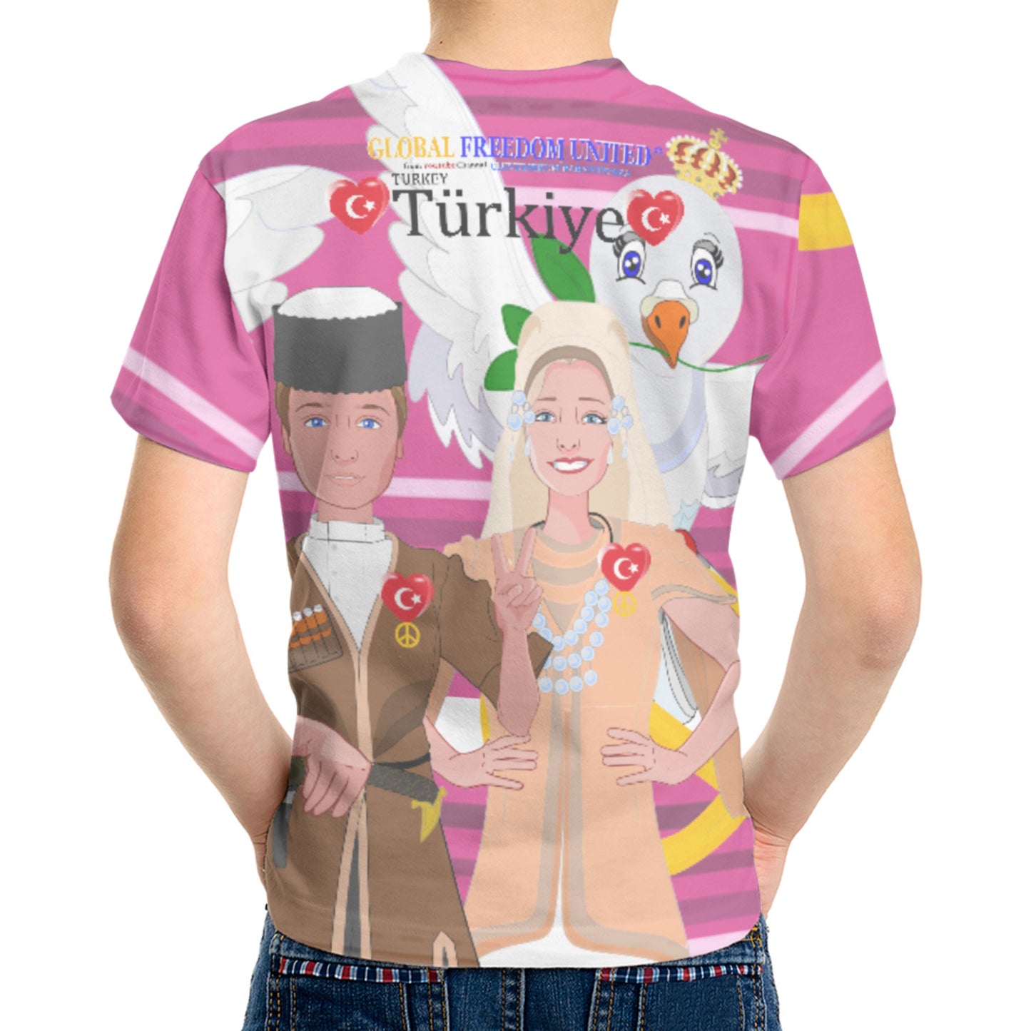 Kid´s T-shirt GLOBAL FREEDOM UNITED© Couple Turkey Pink2
