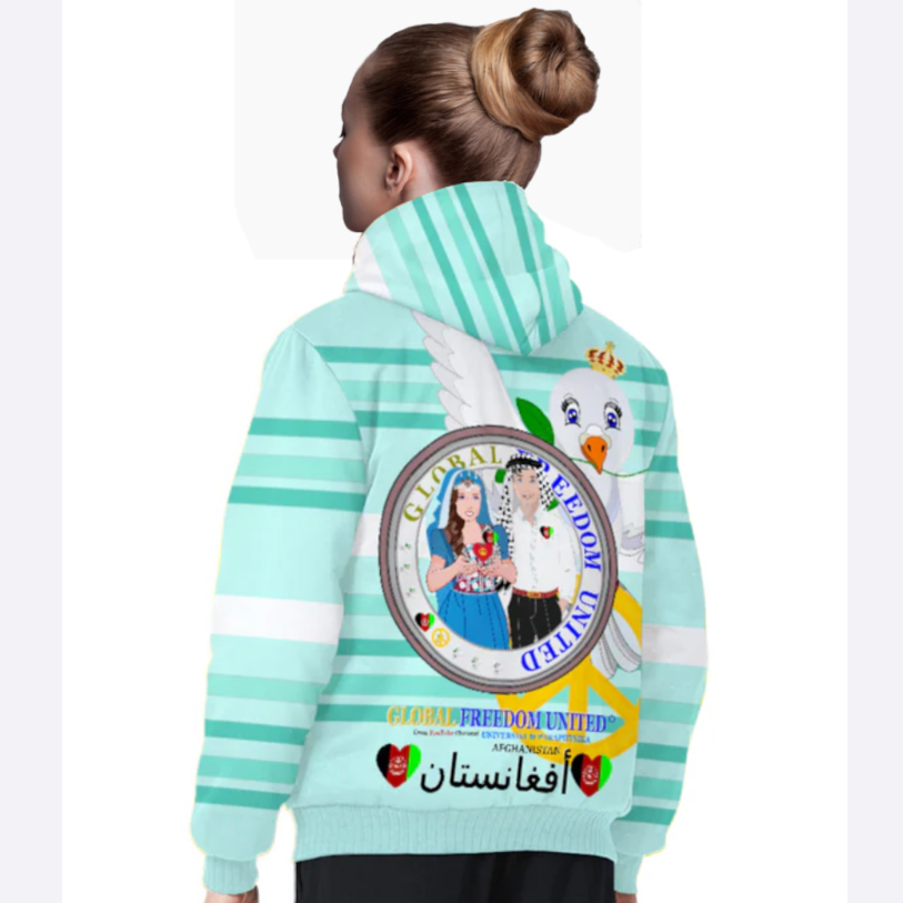 Plush Hoodie GLOBAL FREEDOM UNITED© Couple Afghanistan Light Green
